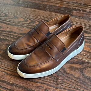 Allen Edmonds Randolph Brown Leather Slip-On Fashion Sneakers Mens 9